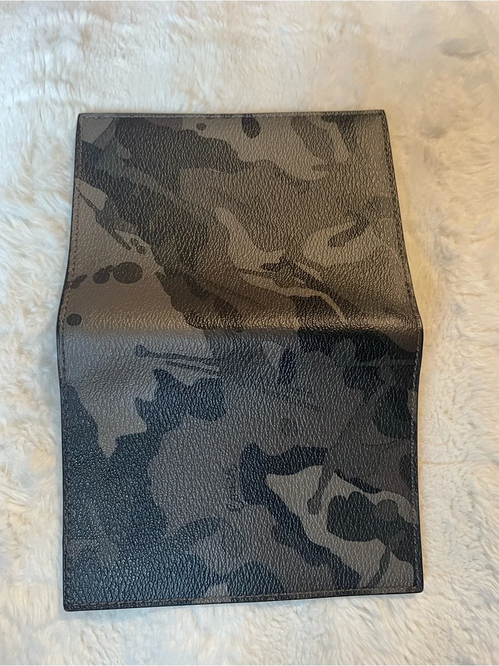 Coach Black & Gray Camo Passport Holder